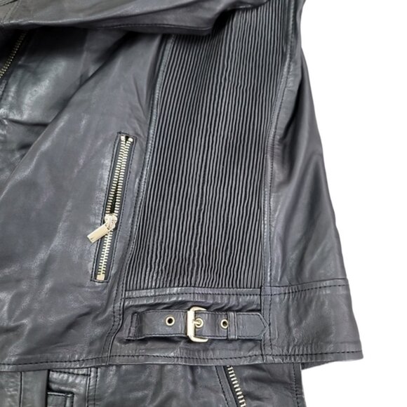 Badgley Mischka Real fur Aviator leather jacket - Picture 4 of 5